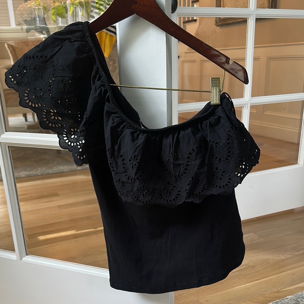 Old Navy Black Eyelet Off-Shoulder Top